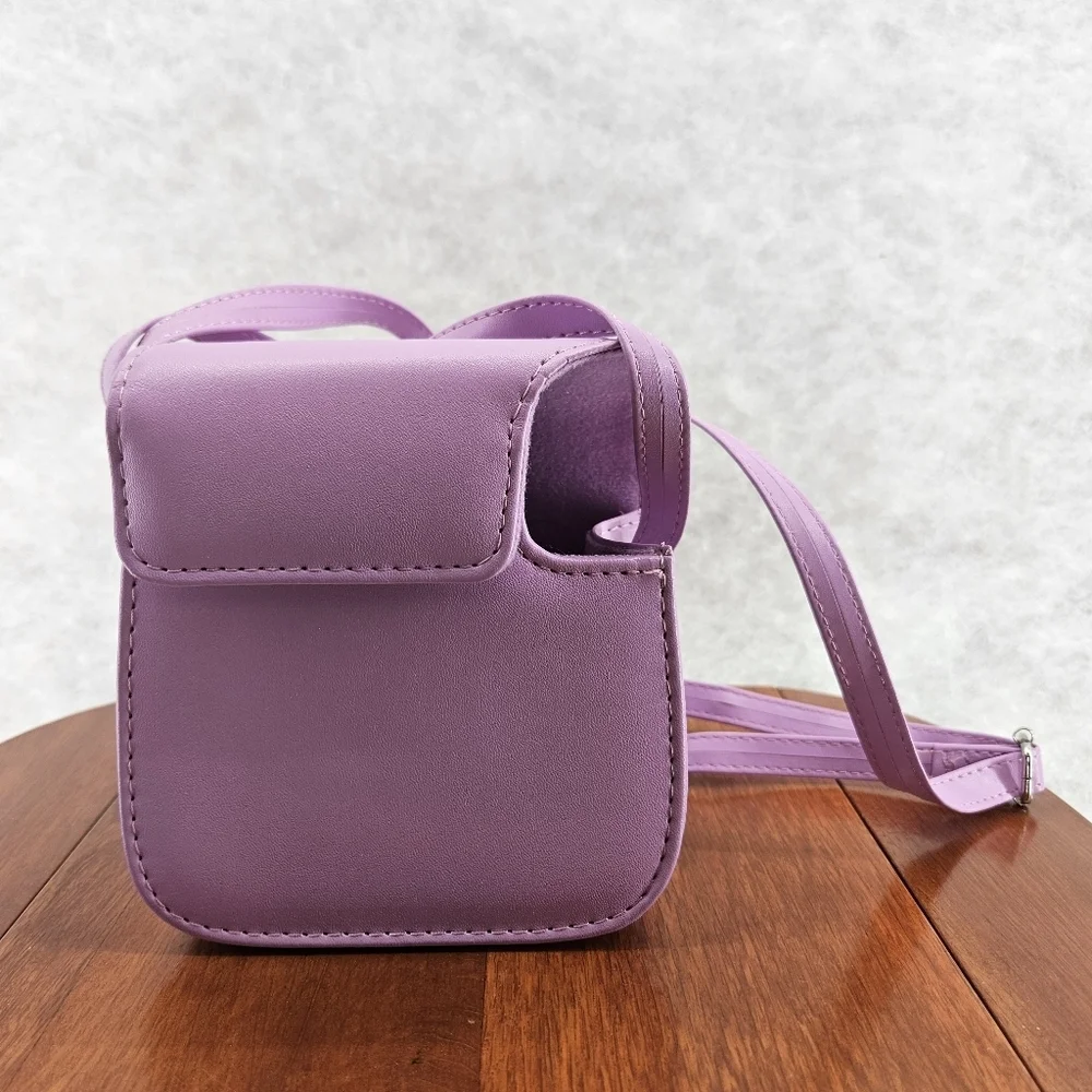 Fujifilm Instax Camera Case Mini Purple‎ Adjustable Strap Leather COVER ONLY